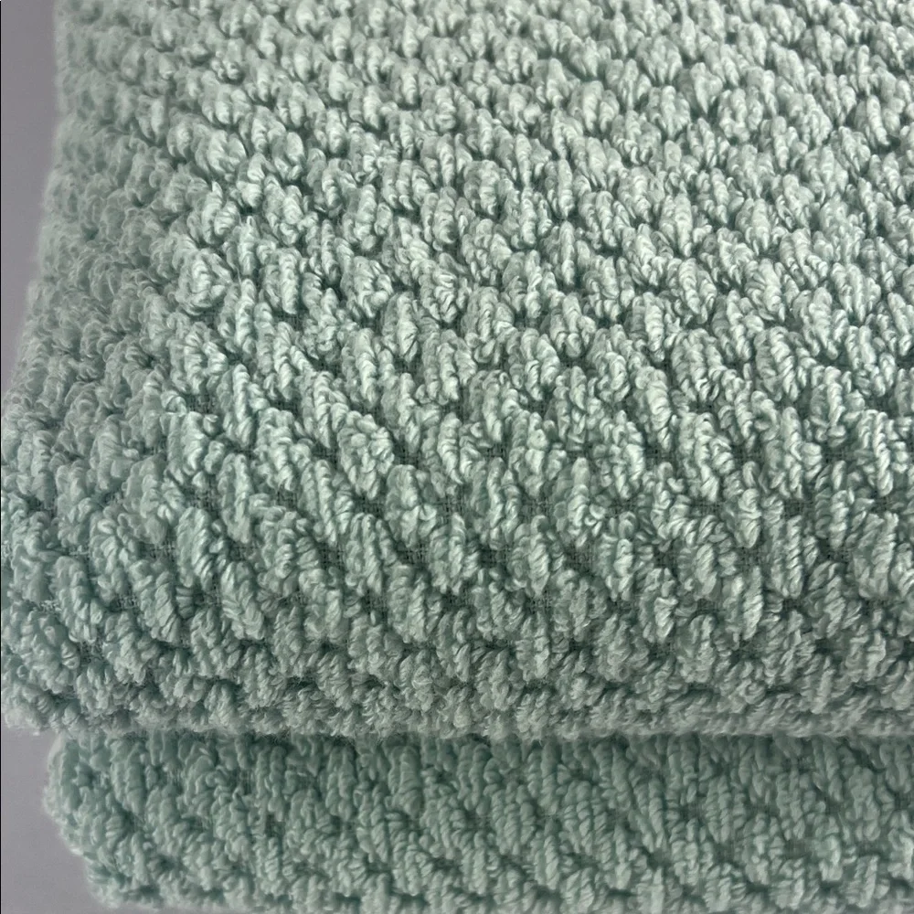 Ecoexistence Bamboo Bath Towels Blue (green) Waffle Soft Cotton Set of 2 NEW